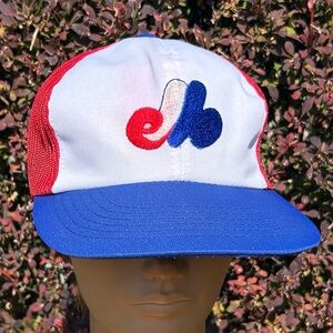 Vintage 80s 90s Montreal Expos Young An trucker mesh snapback hat baseball cap